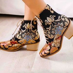 Embroidered Metallic Boots
